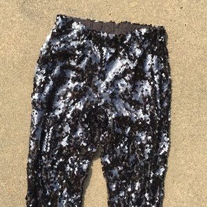 Charcoal Gray Sequin Skinny Pants